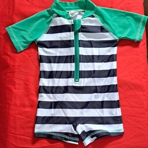 Green and Blue Rashguard Swimwear with Sporty Design